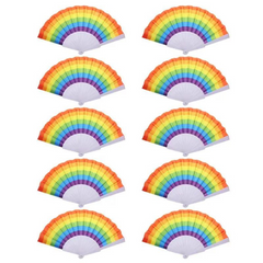 10-Pack Rainbow Folding Hand Fans