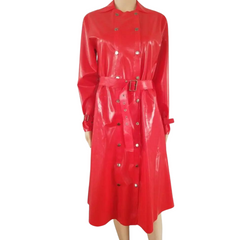 100% Red Latex Trench Coat