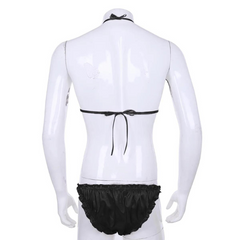 2-Piece Silky Satin Halter Pajama Set