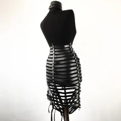 Seductive Black Bondage Harness Corset Dress