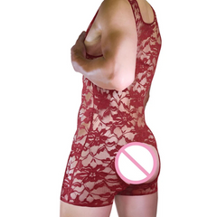 Backless Flower Lace Lingerie Romper