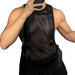 Buckle Up Sexy Rave Mesh Tank Top