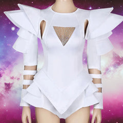 Crystal Couture White Party Bodysuit
