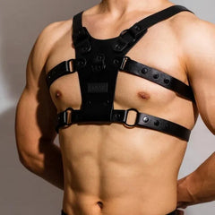 D.M. Black Adjustable Chest Strap Harness