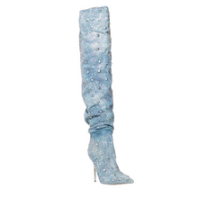 Denim Dazzle Rhinestone Jeans Boots