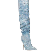 Denim Dazzle Rhinestone Jeans Boots