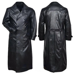 Double Breasted PU Leather Trench Coat
