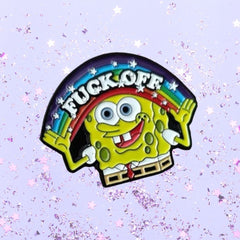 Fuck Off Rainbow Spongebob Enamel Pin
