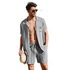 Euro Summer Short Sleeve Shirt + Shorts (2 Piece Outfit)