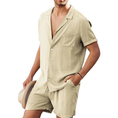 Euro Summer Short Sleeve Shirt + Shorts (2 Piece Outfit)
