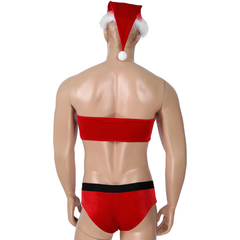 Gay Santa Sissy Lingerie Set With G-String Briefs