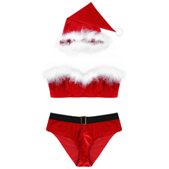 Gay Santa Sissy Lingerie Set With G-String Briefs