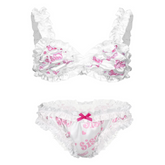Genderfluid Ruffled Satin Lace Bralette Set