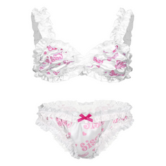 Genderfluid Ruffled Satin Lace Bralette Set