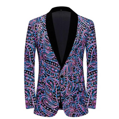 Golden Rainbow Gradient Sequin Blazer