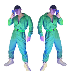 Green Hip-hop Overall Performance Costume Set
