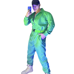 Green Hip-hop Overall Performance Costume Set