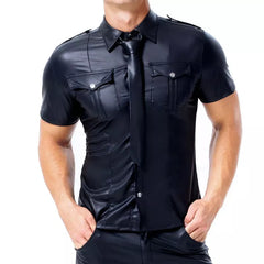 Skinny Leather Look Men's T-Shirt