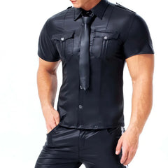 Skinny Leather Look Men's T-Shirt