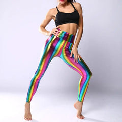 High Waisted Metallic Rainbow Pride Leggings
