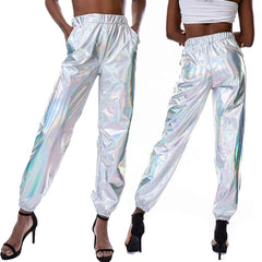 Glitzy High-Waist Holo Pants