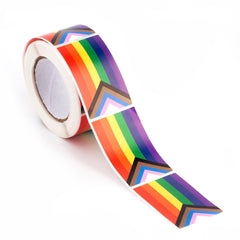 250 LGBT Progress Pride Flag Stickers On A Roll