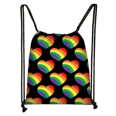 Pride Hearts Drawstring Bag