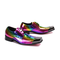 Rainbow Snakeskin Wing-Tip Dress Shoes
