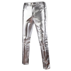 Metallic Coated Textured Skinny Pants