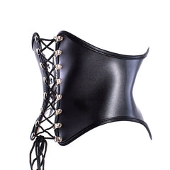 PU Leather Lace-Up Waistcoat