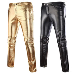 Metallic Coated Textured Skinny Pants