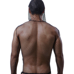 Hooded Long Sleeve Muscle Transparent Tee