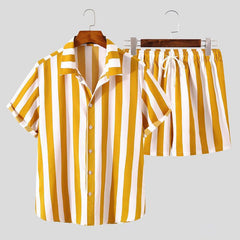 Festival Stripes Short Sleeve Shirt + Shorts (2 Piece Outfit)