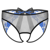 Open Crotch Embroidered Mens Lace Briefs