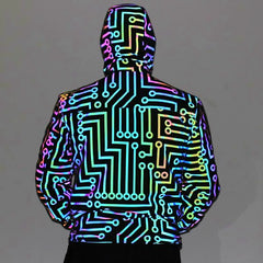 Fluorescent Circuit Reflective Festival Hoodie Jacket + Pants