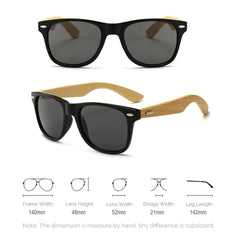 Bamboo Black Unisex Sunglasses