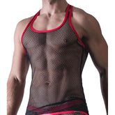 Red Trim Mesh Tank Top