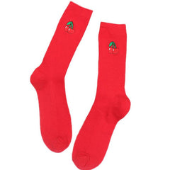 Cherry Red Cotton Socks
