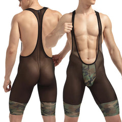 Men's Camouflage Mesh Jumpsuit Performance Costume