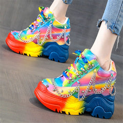 Spike Studded Acid Rainbow Sneakers