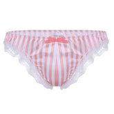Satin Lace Candy Striper Blue Briefs