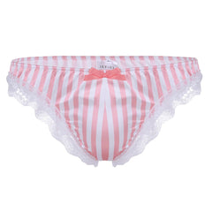 Satin Lace Candy Striper Blue Briefs