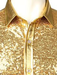 Glam Glitter Gold Long Sleeve Dress Shirt