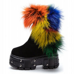 Multicolor Boots With The Fur