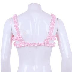 Androgynous Ruffled Satin Crop Top Lingerie