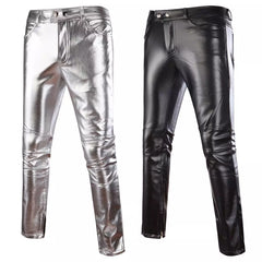 Metallic Coated Textured Skinny Pants