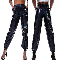 Glitzy High-Waist Holo Pants