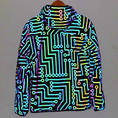 Fluorescent Circuit Reflective Festival Hoodie Jacket + Pants