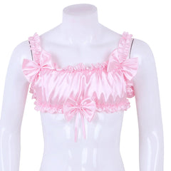 Androgynous Ruffled Satin Crop Top Lingerie