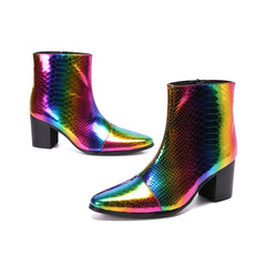 Rainbow Snakeskin Party Boots